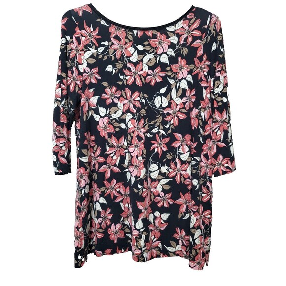 J Jill Wearever Collection Floral Boat Neck Crossover Back Jersey Knit Tunic MED - Picture 1 of 6